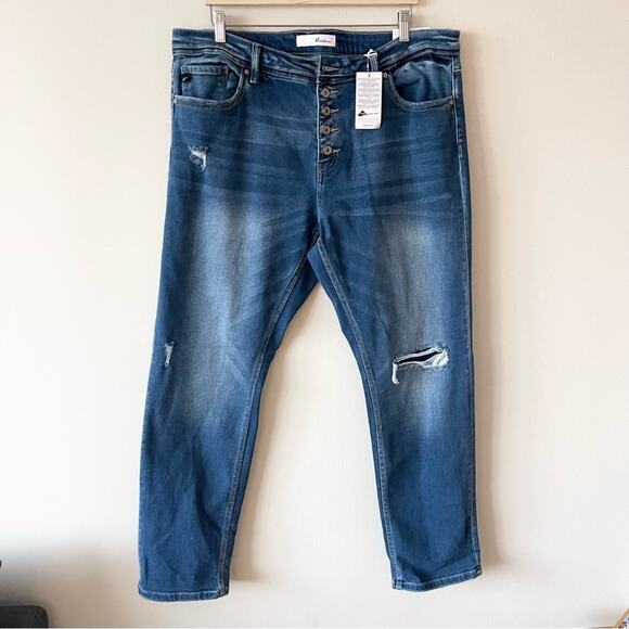 Kancan Klover Mid Rise Slim Straight Jeans Women’s size 3XL Button Fly Blue - Picture 1 of 11